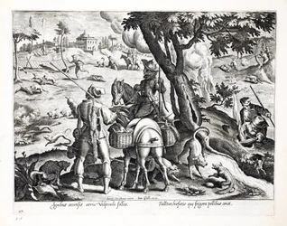 Schwarze Füchse aus ihren Höhlen rauchen, Illustration aus 